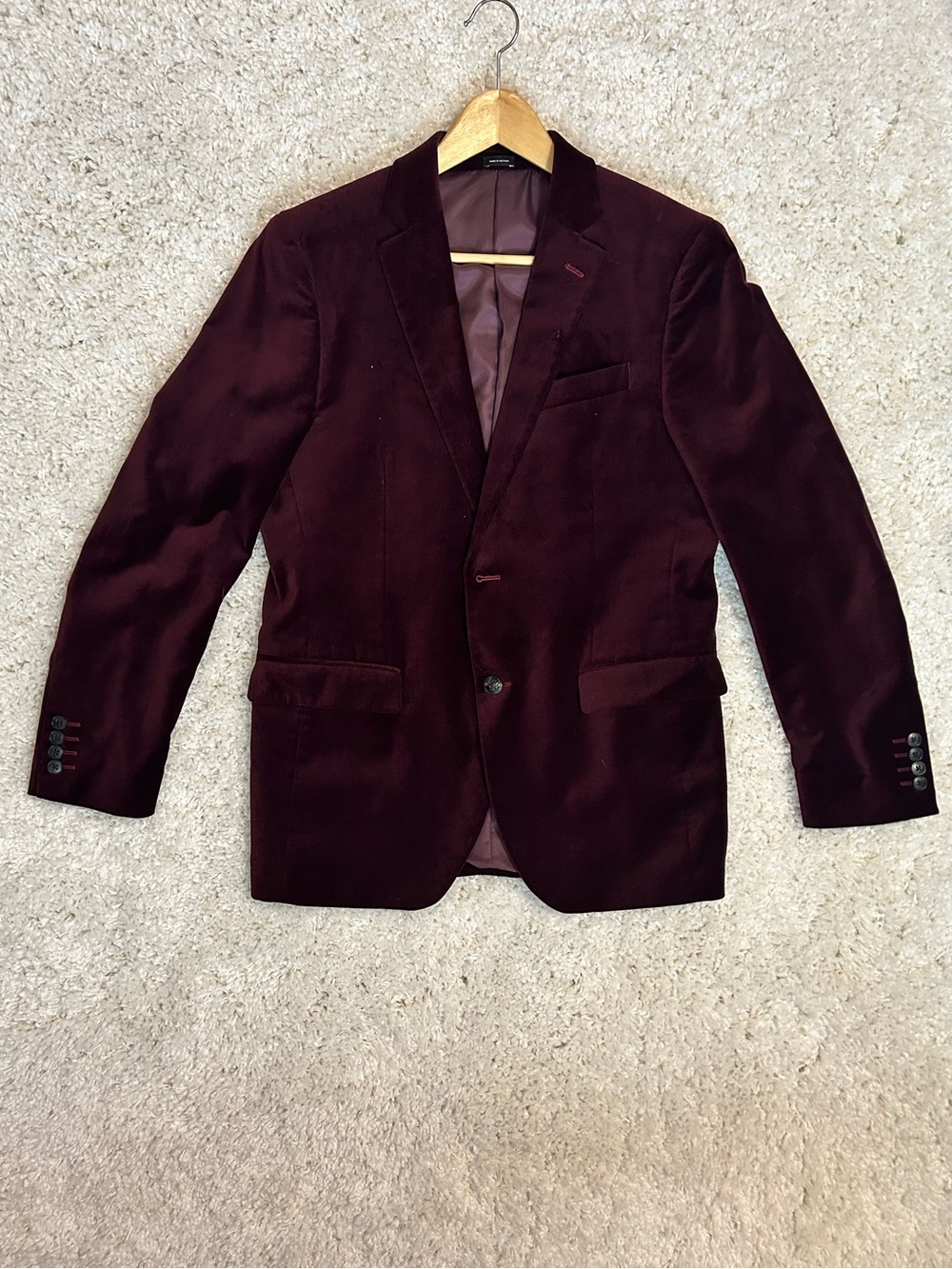 Men's Burgundy Velvet Blazer - J. Ferrar